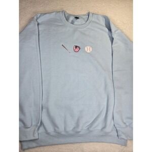 Gildan Sweatshirt Women's L Embroidered Baseball Graphic Crewneck Pullover